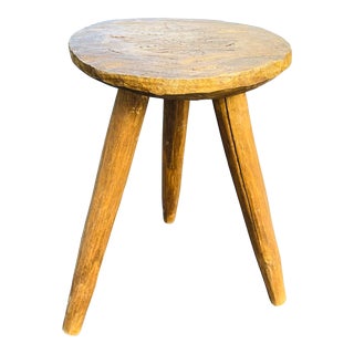 Primitive Three-Legged Wood Stool For Sale