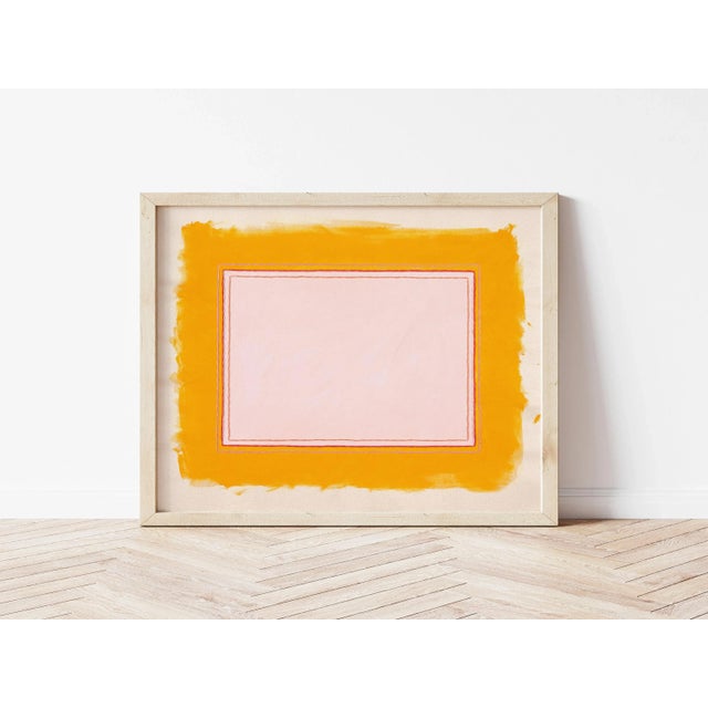 Not Yet Made - Made To Order Marigold Yellow & Pink Abstract Minimalist Art Print, 24 X 30 Print in Wood Frame For Sale - Image 5 of 5