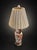 Chinoiserie Vintage Chinoiserie Porcelain Table Lamp With Terracotta Floral Motif and Pleated Shade For Sale - Image 3 of 4