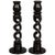 1900 - 1909 Pair of Antique 1900s Ebony Open Barley-Twist Candlesticks For Sale - Image 5 of 5