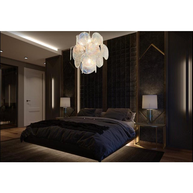 Vintage Italian Murano Chandelier with 24 Iridescent Grit Disks, 1990s For Sale - Image 13 of 17
