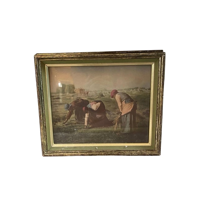 Charming set of three vintage framed color art reproductions featuring celebrated 19th-century French pastoral works by...