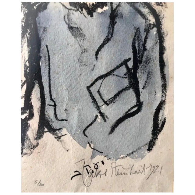 1920s Jacob Steinhardt, Judaica German Expressionist Watercolor Painting Lithograph Israeli Bezalel Art For Sale - Image 5 of 7