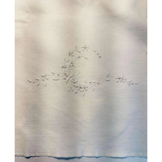 White French Antique Linen Tea Towel - Dual C Monograms - Hemstitched Drawn Thread Border 1900s For Sale - Image 8 of 9
