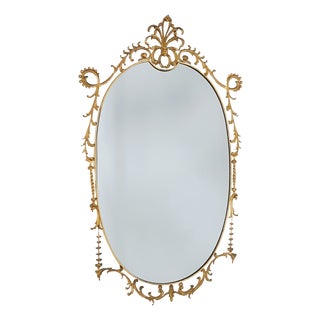 Italian Baroque Brass Wall Mirror, 1960s For Sale
