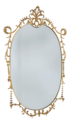 Italian Baroque Brass Wall Mirror, 1960s