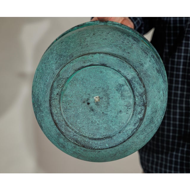 Vintage Indian Copper Cachepots with Aged Turquoise Patina -Set of 3 For Sale - Image 12 of 18