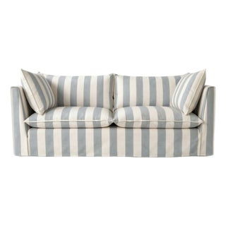 Sophie Conran Coco 3 Seater Sofa - Garden Grey Stripes with Knife Edge Cushion For Sale