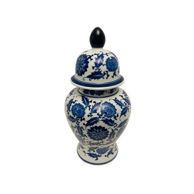 Vintage Bombay Company 16” Tall Blue & White Porcelain Chinoiserie Ginger Jar. Excellent overall preowned condition. Item...