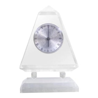 Mid Century Modern Neoclassical Style Acrylic Clock For Sale