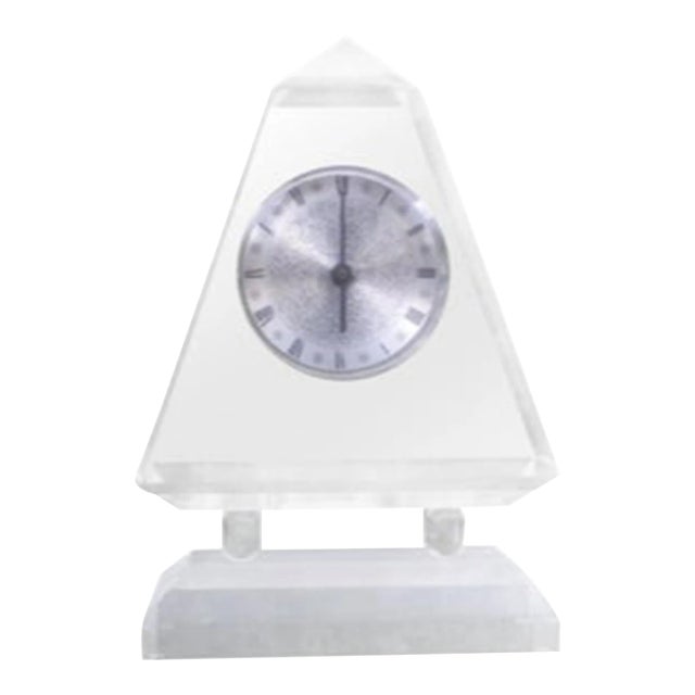 Mid Century Modern Neoclassical Style Acrylic Clock For Sale