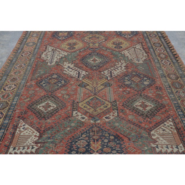 Originating from the late 19th century circa 1860-1870, this antique Persian Soumak represents a pinnacle of the flat-...