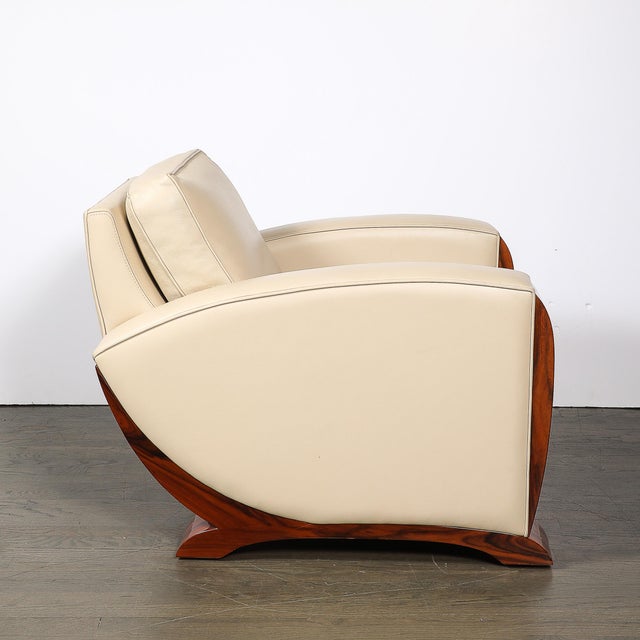 Pair of Art Deco Club Chairs in Palisander & Edelman Cream Leather For Sale - Image 9 of 18