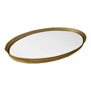1930s Italian Large Victorian Gold Filigree Mirror Tray