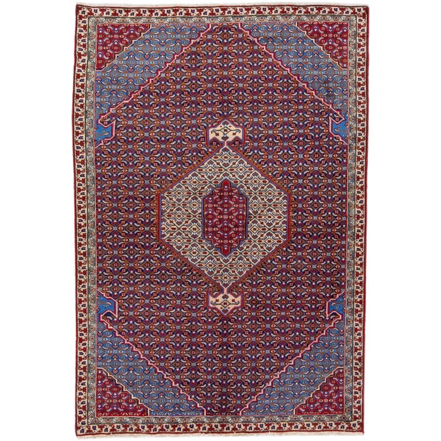 Textile 1960s Vintage Persian Tabriz Handmade Medallion Red Wool Rug For Sale - Image 7 of 7