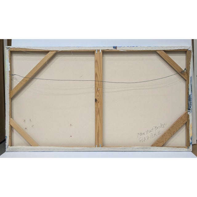 Title: Main Street Bridge Artist: Marsha Glazière Medium: Acrylic, mixed media on canvas Dimensions: 60”W X 34”H X 1.5”D...