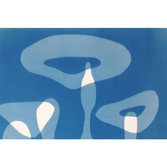 2026, Figurative Tribal Furniture, Handmade Monotype Cyanotype in Blue Tones, Stone Tools Silhouettes on Paper For Sale - Image 4 of 8
