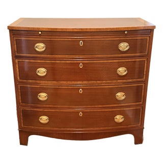 Baker Four Drawer Georgian Style Bowfront Chest For Sale