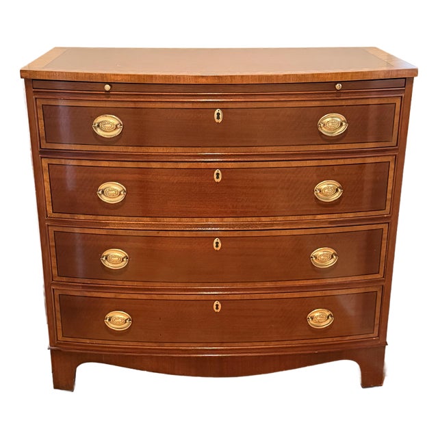 Baker Four Drawer Georgian Style Bowfront Chest For Sale