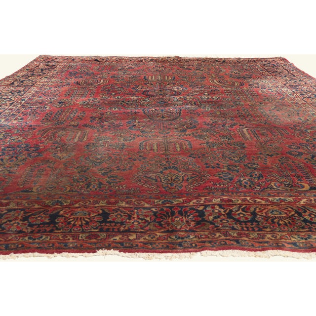 Victorian Antique Persian Sarouk Rug, 09'01 X 11'08 For Sale - Image 3 of 10