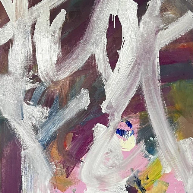 Abstract Contemporary Abstract Oil and Acrylic on Canvas Painting "Violet Candy" by Tommaso Fattovich For Sale - Image 3 of 3