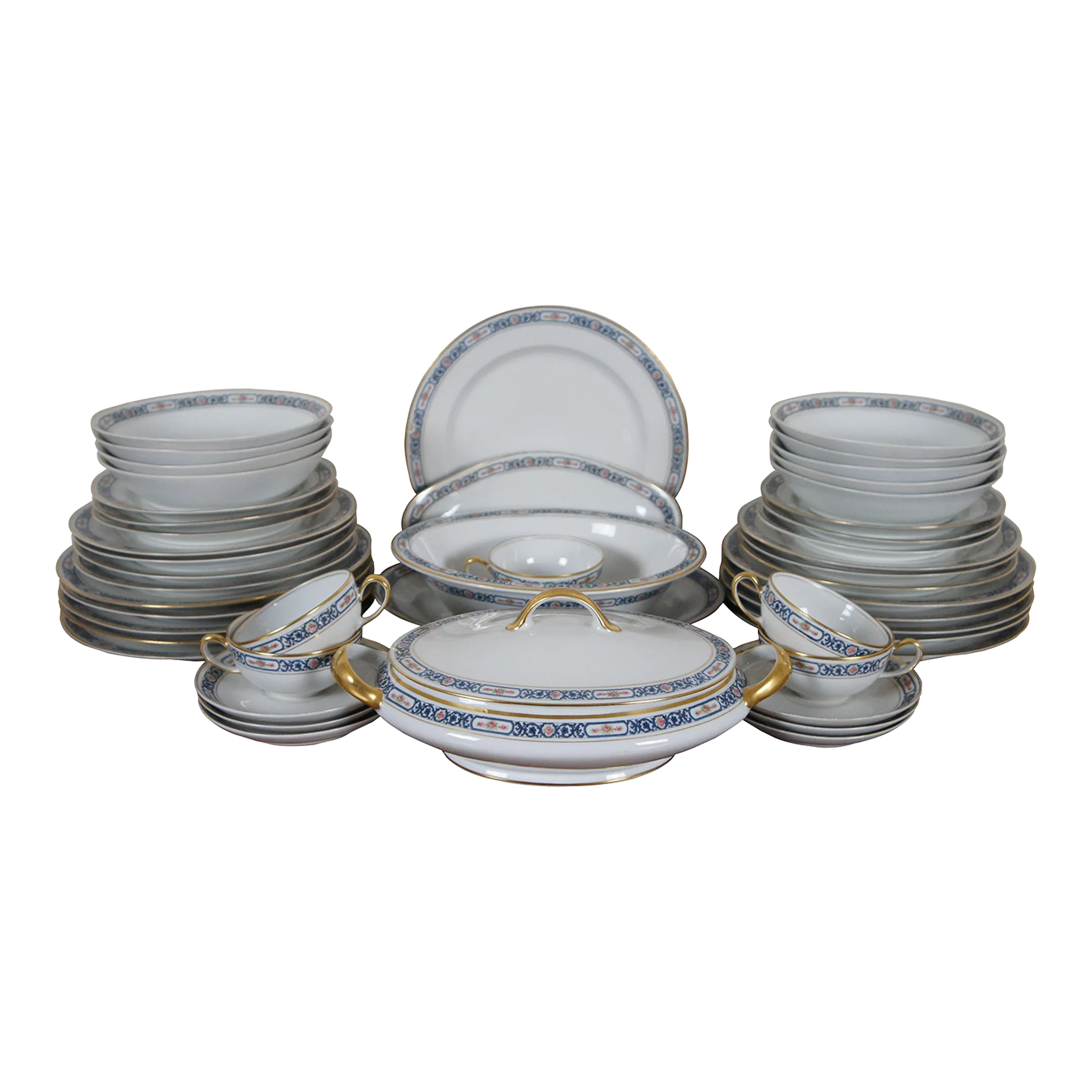 Antique La Porcelain Limousine Limoges France 48 Piece Porcelain