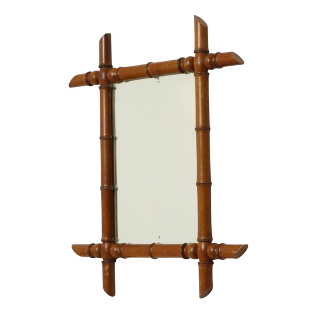 Wood Chinoiserie Faux Bamboo Mirror in Wood For Sale - Image 7 of 17