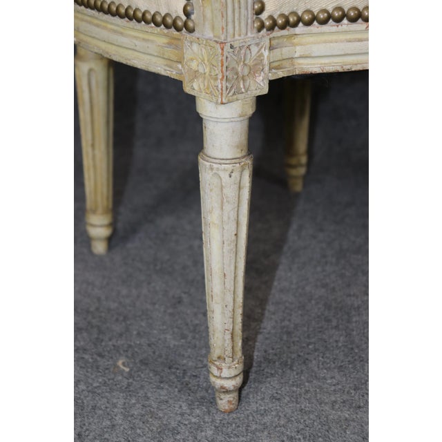 1920s Paint Decorated French Louis XVI Tapestry Upholstered French Salon Set For Sale - Image 5 of 12