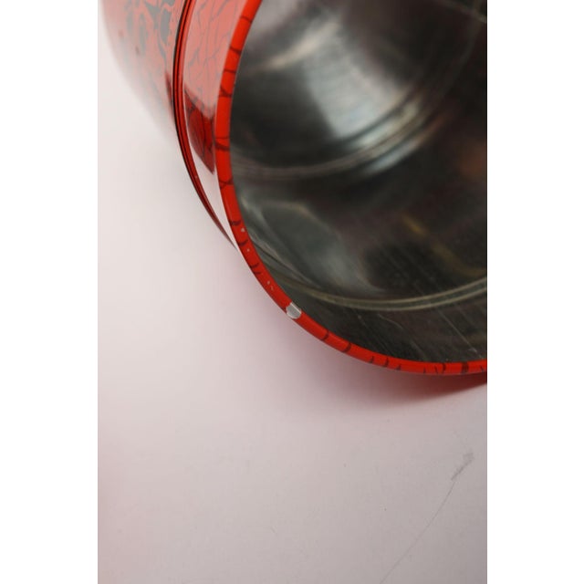 Set of Three Japanese Modern Nesting Canisters With Red and Black Floral Decoration For Sale - Image 18 of 18