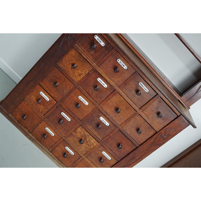 Brown Art Nouveau Dutch Oak Apothecary Cabinets, 1904, Set of 2 For Sale - Image 8 of 18
