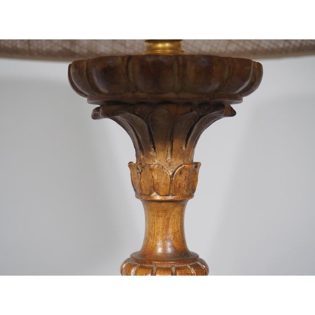 19th Century French Louis XIV Style Carved Wooden Candlestick Lamp For Sale - Image 10 of 17