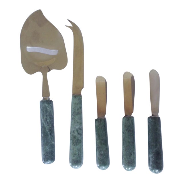 Marble Handled Cheese/Pate Serving Set,5 For Sale