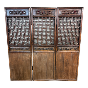 Chinese Carved Wood Folding Screen, Antique