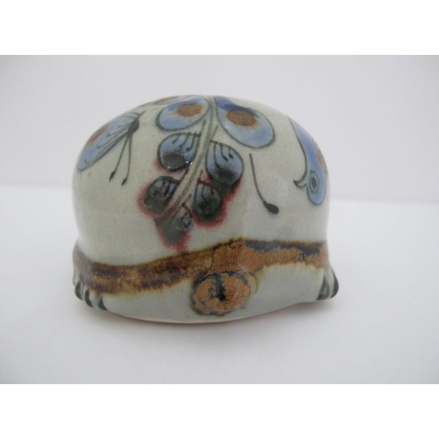 Ceramic El Palomar Ken Edwards Blue Bird Tonala Mexico Folk Art Pottery Turtle Figurine For Sale - Image 7 of 9