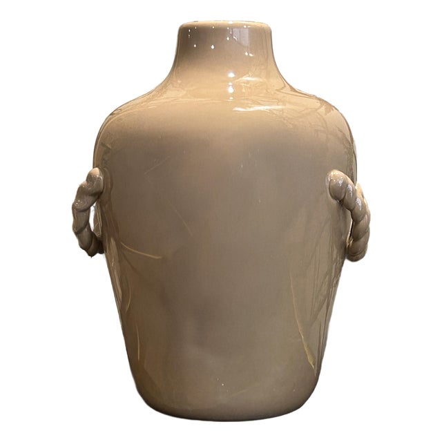 XL Taupe Ceramic Vase For Sale