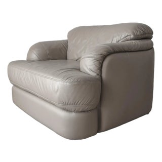 1980s Oversized German Leather Lounge Chair For Sale