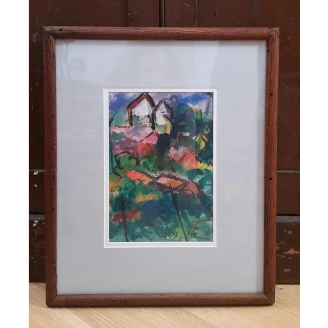 1959 Signed Elizabeth Erlanger Abstract Expressionist Landscape Watercolor, Framed For Sale - Image 12 of 12