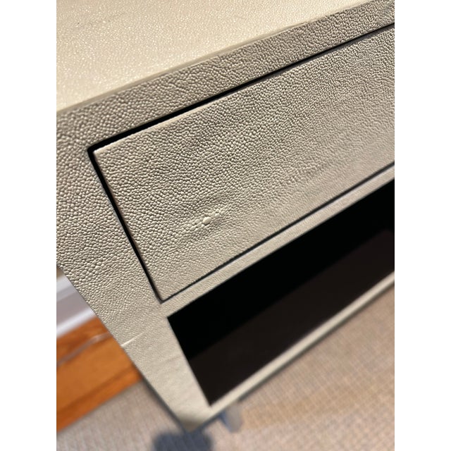 Contemporary Made Goods Contemporary Cream & Black Shagreen Nightstands - A Pair For Sale - Image 3 of 13