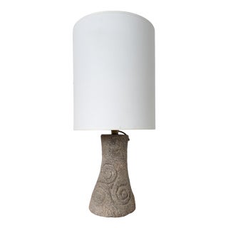 Vintage Carved Stone Table Lamp, 1970s For Sale