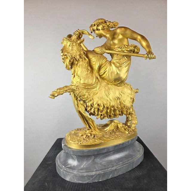 Gold After Philippe-Laurent Roland, Bacchante Riding a Goat, 19th Century, Bronze For Sale - Image 8 of 18