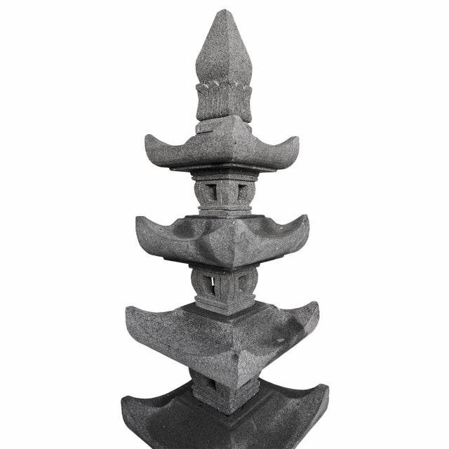 Asian Vintage Tall Lava Stone Garden Pagoda For Sale - Image 3 of 4