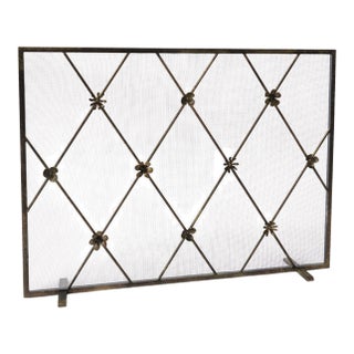 Gold Rubbed Black Flora Fireplace Screen For Sale