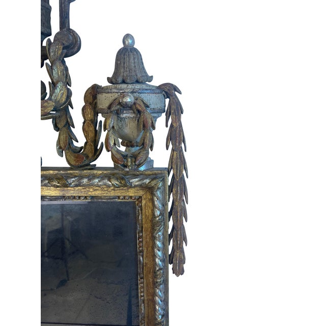 Neoclassical Silvered and Giltwood Swedish Neoclassical Mirror with Original Glass For Sale - Image 3 of 18