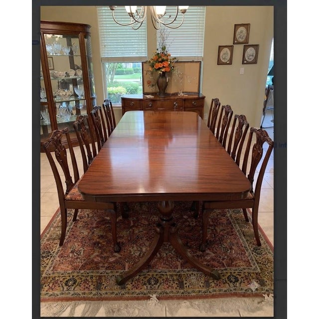 Drexel Vintage Drexel Mahogany Extendable Double-Pedestal Dining Table With 3 Leaves For Sale - Image 4 of 9