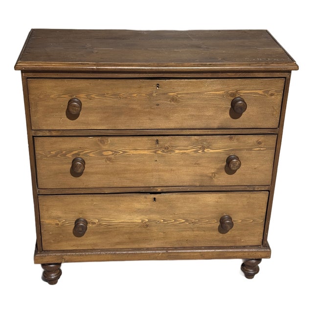 Antique Pine Three Drawers - Chest of Drawers From England For Sale