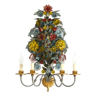 Vintage Hand-Painted and Gilded Metal Wall Lamp by Hans Möller, 1960s For Sale