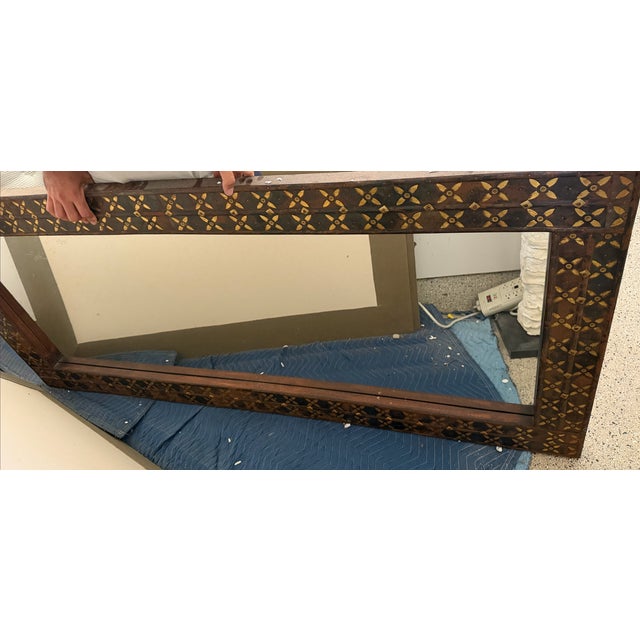 Antique Syrian Inlaid Wood Mirror — 32" x 72" Stunning large-format Syrian marquetry mirror with intricate hand-inlaid...