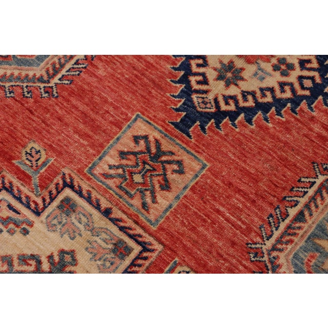 1990s Rustic Super Kazak Rust/Beige Wool Rug - 5'4'' X 7'7'' For Sale - Image 5 of 8