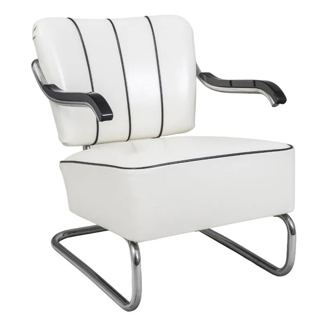 Bauhaus Armchair in Chrome & Leather attributed to Mücke-Melder, 1930s For Sale