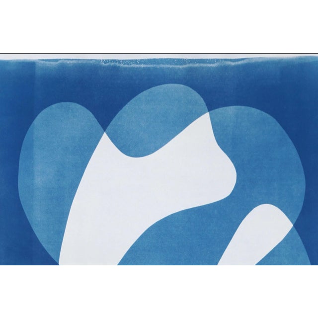 Paint Mid-Century Modern Shapes, Handmade Cyanotype on Watercolor Paper in White and Blue Print, 2024 For Sale - Image 7 of 7